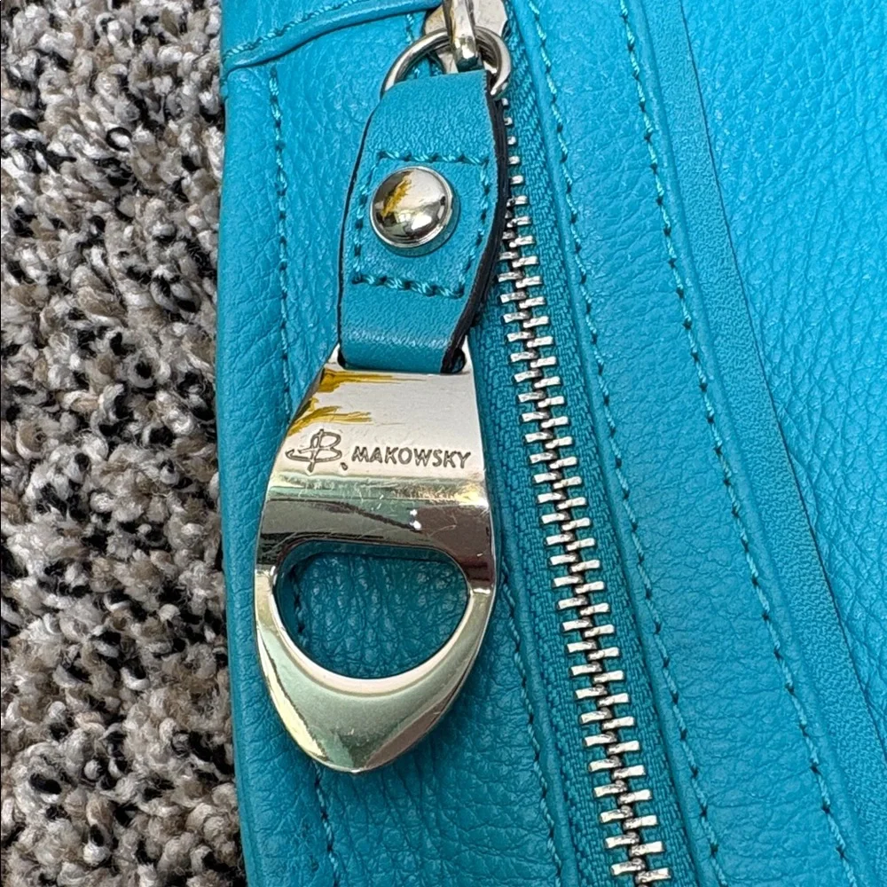 B.Makowsky Teal Leather Crossbody - Picture 2 of 6